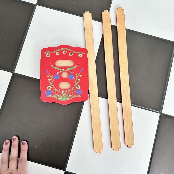 Vintage German Perpetual Sliding Wall Calendar WOOD Painted Red Kitschy - Picture 11 of 13